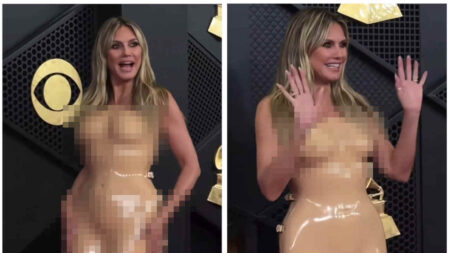 Heidi Klum con l'abito nude ai Grammy 2026