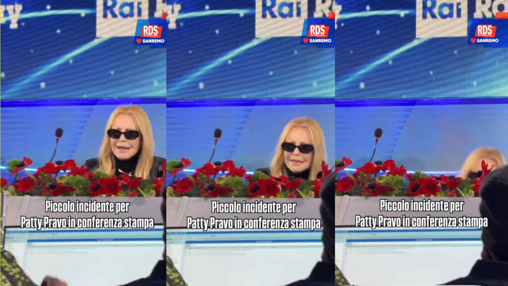 Patty Pravo cade in conferenza a Sanremo 2026: il video dell’incidente diventa virale Patty Pravo cade a Sanremo 2026