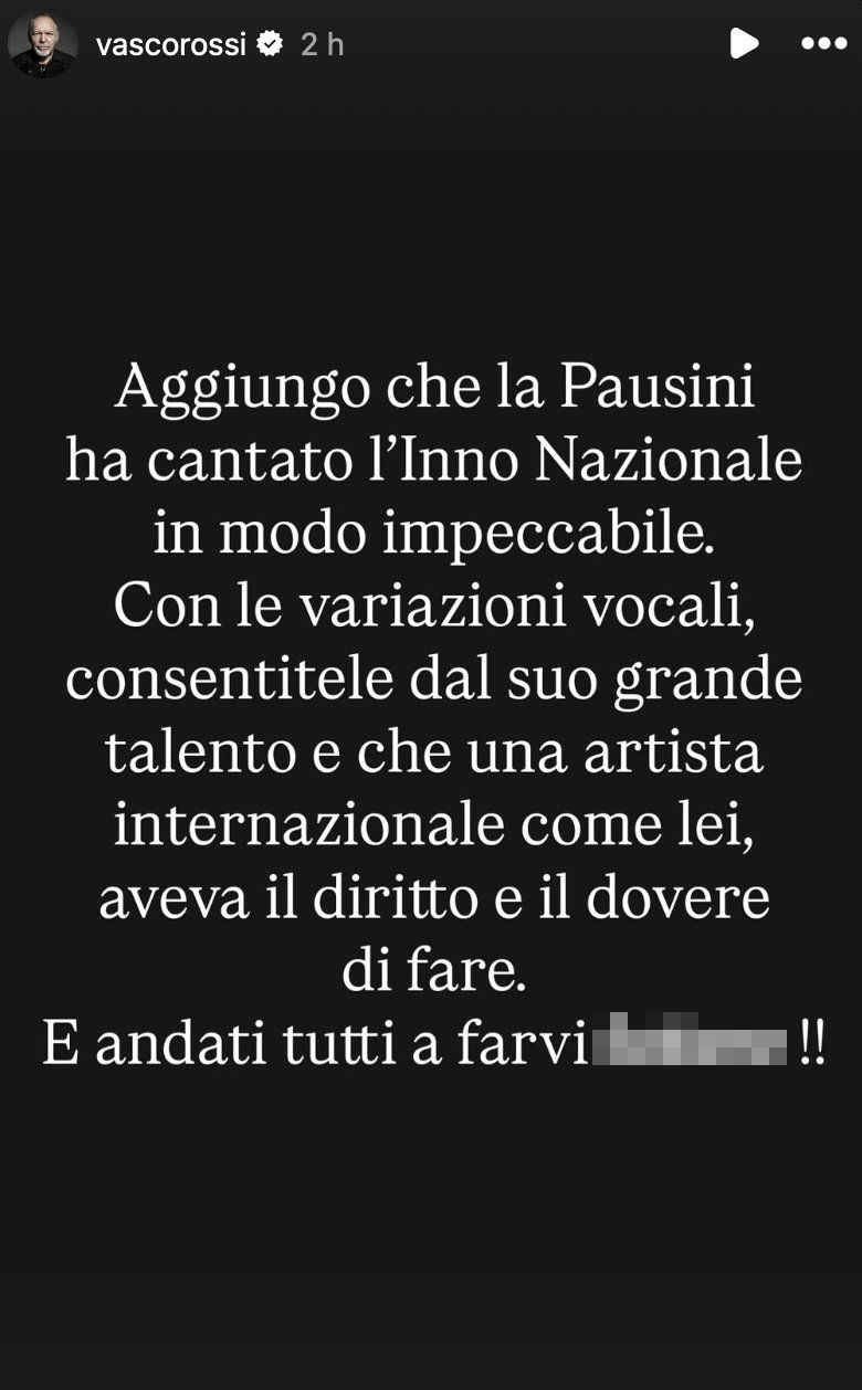 Il post di Vasco Rossi sull'esibizione di Laura Pausini