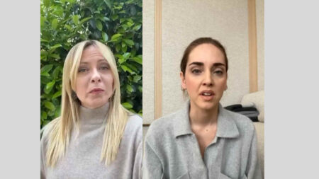 Chiara Ferragni e Giorgia Meloni in grigio
