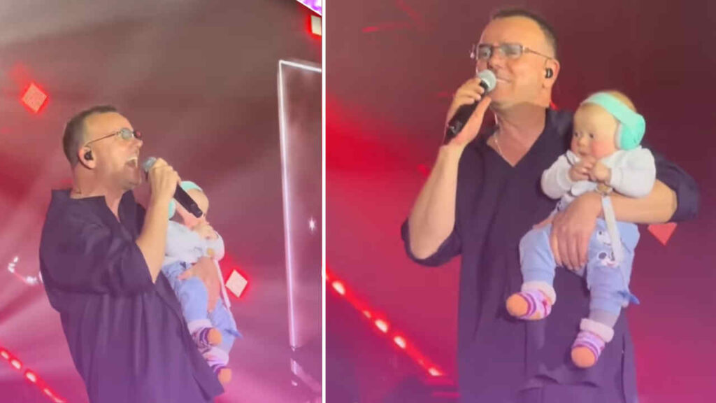 Gigi D’Alessio prende in braccio un neonato durante il concerto: la posa da Simba diventa virale (VIDEO) Gigi D'Alessio in concerto a Bari con un neonato