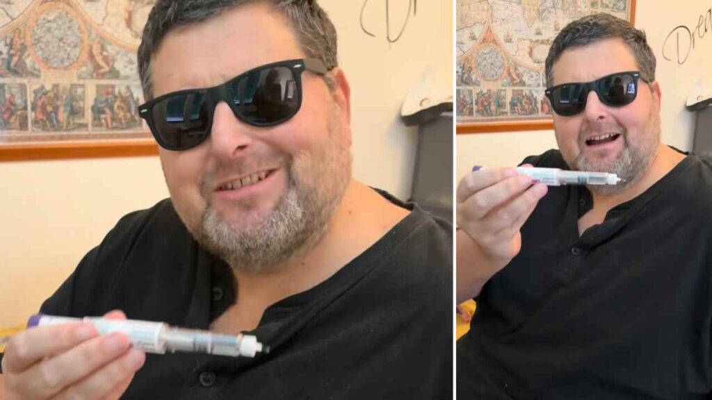 Mario Adinolfi con un'applicazione di tirzepatide