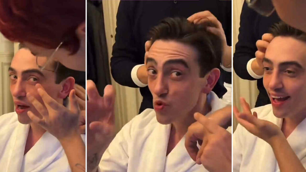 Michele Bravi al trucco dietro le quinte di Sanremo 2026