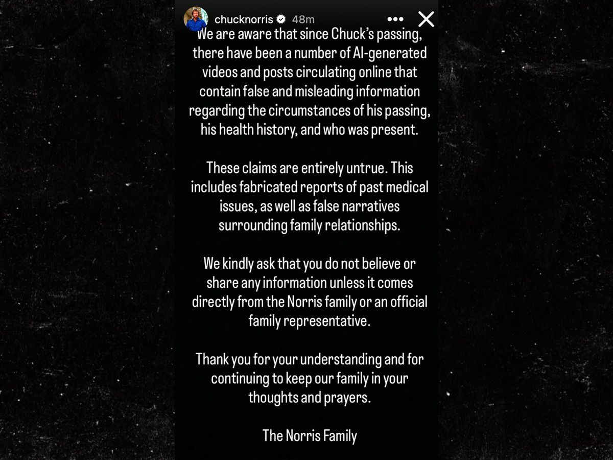 Il comunicato della famiglia di Chuck Norris