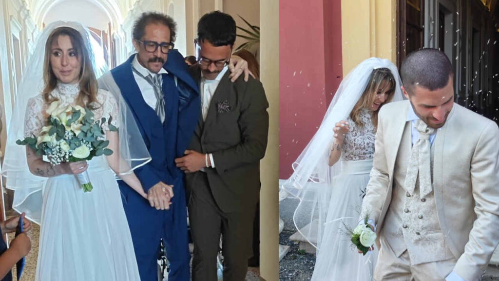 Igor Protti accompagna la figlia all’altare nonostante la malattia: le immagini commuovono il web Igor Protti al matrimonio della figlia Noemi