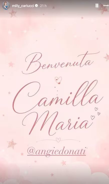 Il post di Milly Carlucci per la nascita della nipote