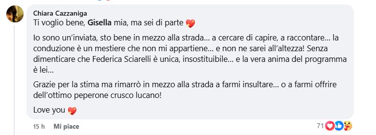 Il commento di Chiara Cazzaniga su Chi l'ha visto?