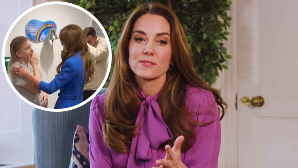 Kate Middleton abbraccia una mamma che ha sconfitto il cancro: “È dura anche per i nostri cari” Kate Middleton abbraccia Claire Lorente