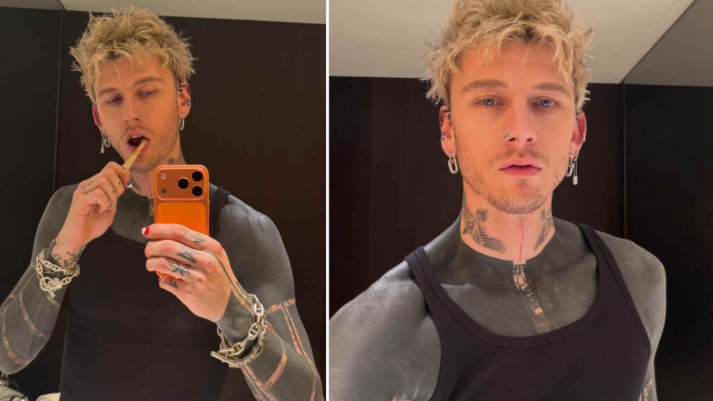 Machine Gun Kelly col suo tatuaggio nero