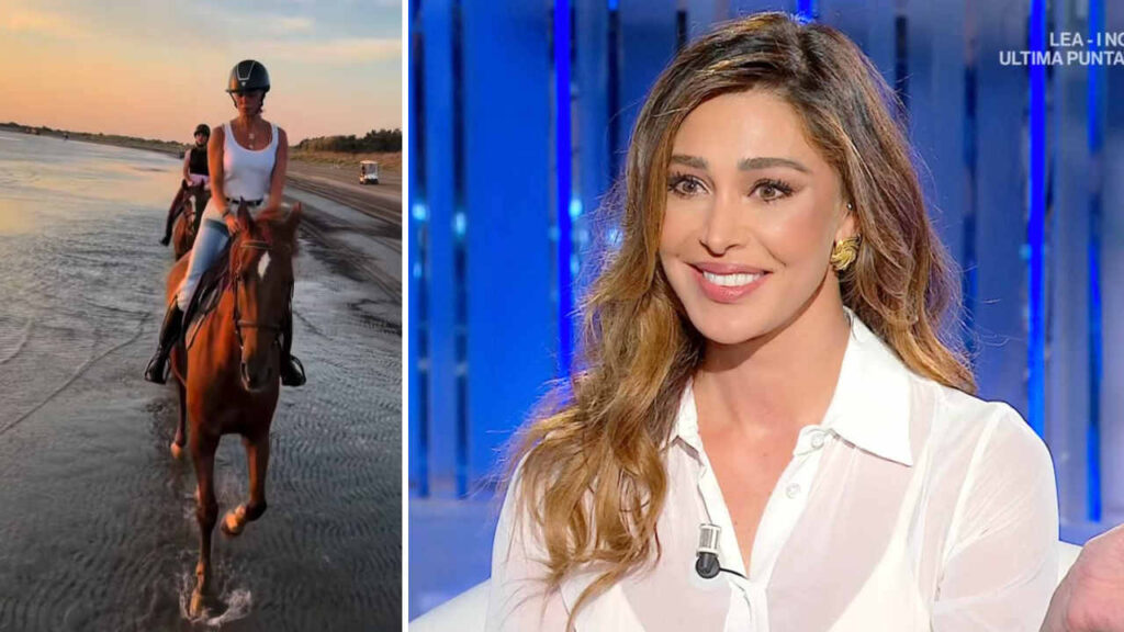 Belen Rodriguez a cavallo