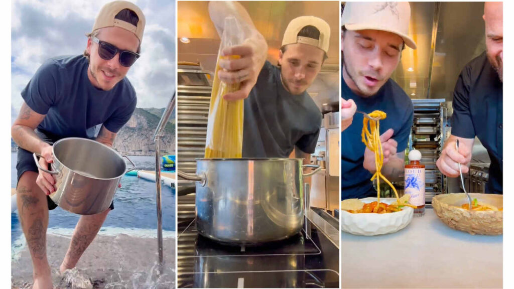 Brooklyn Beckham prepara la pasta con l'acqua di mare