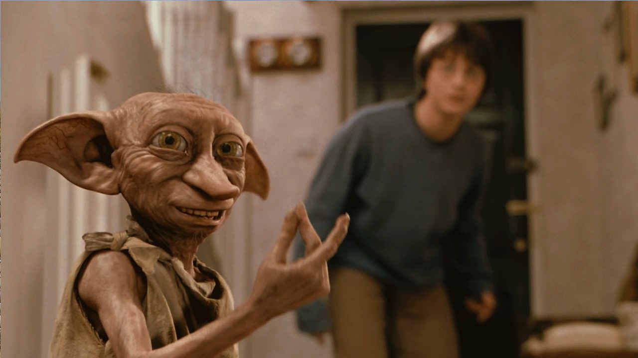 Dobby e Daniel Radcliffe in Harry Potter e la camera dei segreti