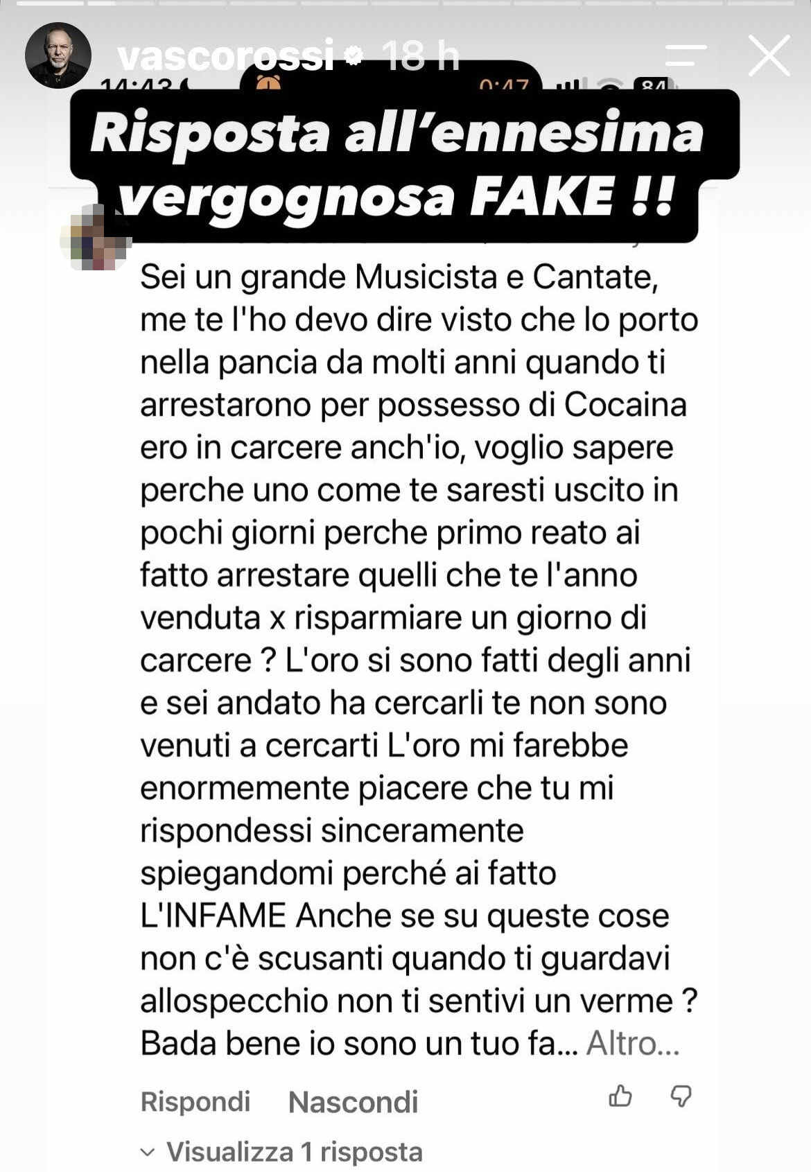 Il post condiviso da Vasco Rossi