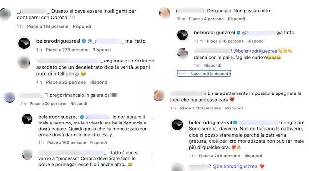 I commenti di Belen Rodriguez su Fabrizio Corona